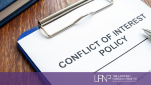 clipboard with the words "Conflict of Interest Policy" on it.